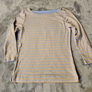 Lord & Taylor Long Sleeve Boat Neck Lightweight 3/4 Sleeve 100% Cotton oatmeal